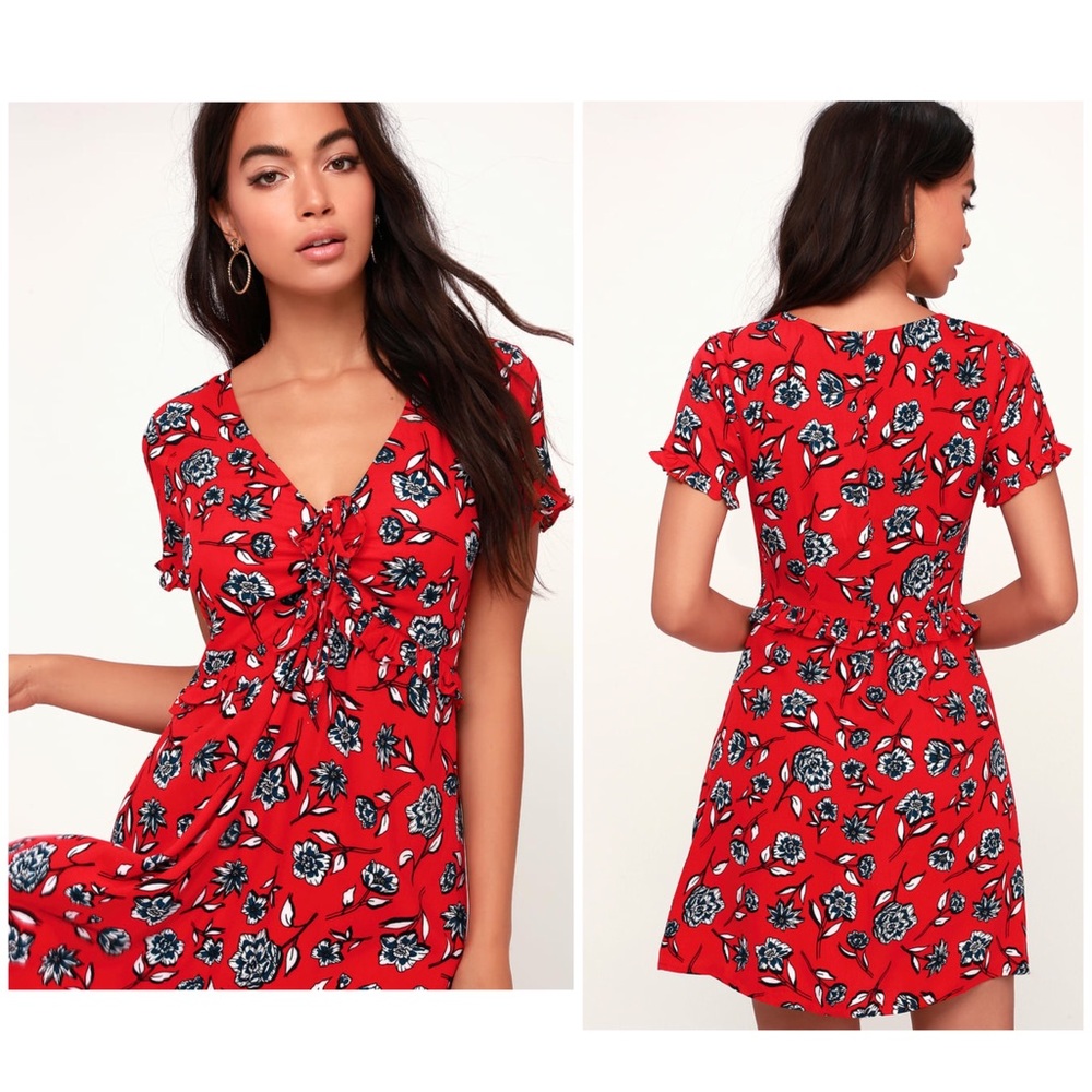 Minkpink Terrace Red Floral Mini Dress XS - Picture 9 of 10